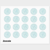 Aqua Blue of Blauwgroen monogram envelop afdichtin Ronde Sticker (Vel)