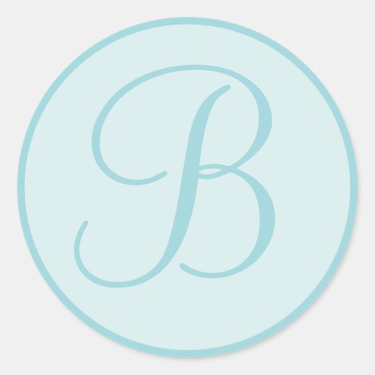 Aqua Blue of Blauwgroen monogram envelop afdichtin Ronde Sticker (Voorkant)