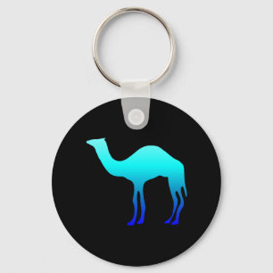 Aqua Blue Ombre Camel Silhouette over Black Sleutelhanger