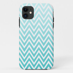 Aqua blue ombre chevron stripes iphone 5 hoesje
