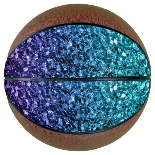 Aqua blue ombre faux glitter schittert basketbal (Voorkant)