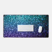 Aqua blue ombre faux glitter schittert bureaumat (Keyboard & Muis)