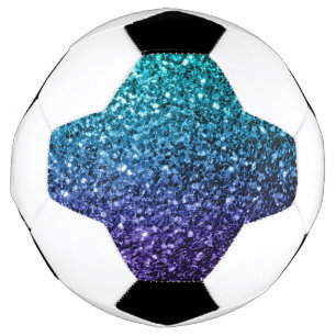 Aqua blue ombre faux glitter schittert voetbal