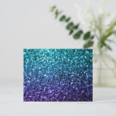 Aqua blue Ombre faux glitter sparkles Briefkaart (Staand voorkant)