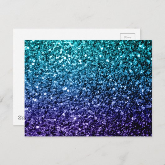 Aqua blue Ombre faux glitter sparkles Briefkaart (Voorkant / Achterkant)