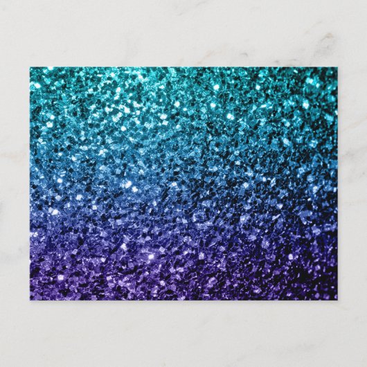 Aqua blue Ombre faux glitter sparkles Briefkaart (Voorkant)