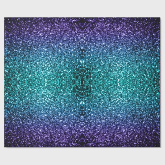 Aqua blue Ombre faux glitter sparkles Cadeaupapier (Vlak)