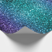 Aqua blue Ombre faux glitter sparkles Cadeaupapier (Hoek)