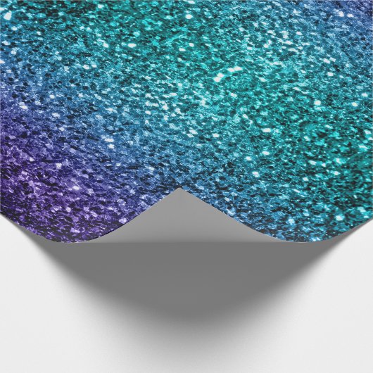 Aqua blue Ombre faux glitter sparkles Cadeaupapier (Hoek)