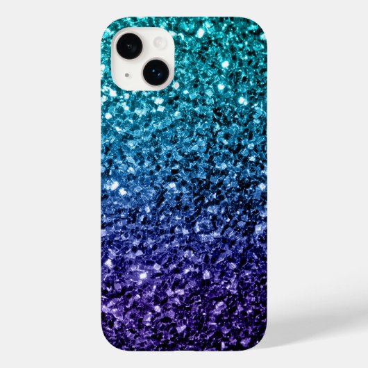Aqua blue Ombre faux glitter sparkles Case-Mate iPhone Case (Achterkant)
