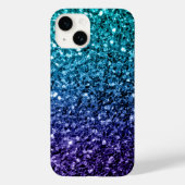 Aqua blue Ombre faux glitter sparkles Case-Mate iPhone Case (Achterkant)