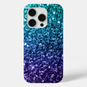Aqua blue Ombre faux glitter sparkles Case-Mate iPhone Case (Achterkant)