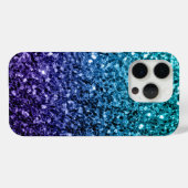 Aqua blue Ombre faux glitter sparkles Case-Mate iPhone Case (Achterkant (horizontaal))