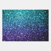 Aqua blue Ombre faux glitter sparkles Inpakpapier Vel (Voorkant)
