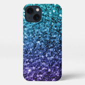 Aqua blue Ombre faux glitter sparkles iPhone Hoesje (Achterkant)