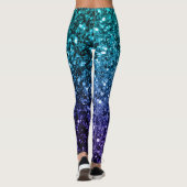 Aqua blue Ombre faux glitter sparkles Leggings (Achterkant)