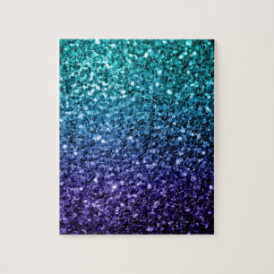 Aqua blue Ombre faux glitter sparkles Legpuzzel