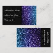 Aqua blue Ombre faux glitter sparkles met zwart Visitekaartje (Voorkant / Achterkant)