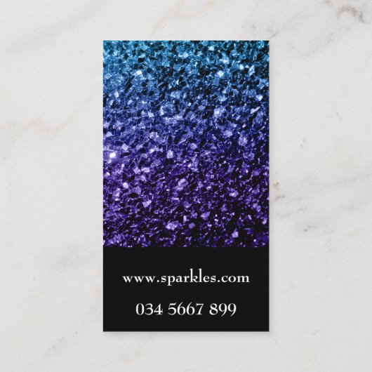 Aqua blue Ombre faux glitter sparkles met zwart Visitekaartje (Achterkant)