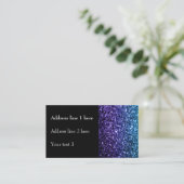 Aqua blue Ombre faux glitter sparkles met zwart Visitekaartje (Staand voorkant)