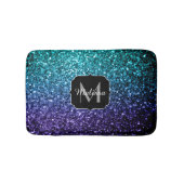 Aqua blue Ombre faux glitter sparkles Monogram Badmat (Voorkant)