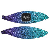 Aqua blue ombre faux glitter sparkles Monogram Basketbal (Panelen)