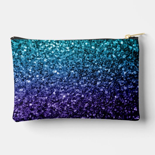 Aqua blue ombre faux glitter sparkles Monogram Etui (Achterkant)