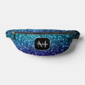 Aqua blue ombre faux glitter sparkles Monogram Heuptasje (Liggend)