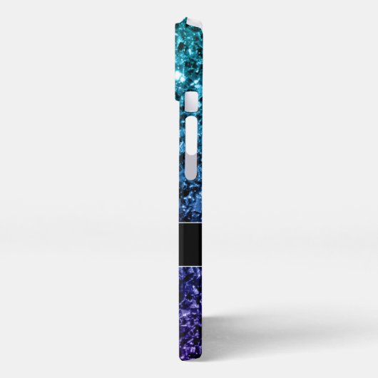 Aqua blue Ombre faux glitter sparkles Monogram iPhone Hoesje (Linkerkant)