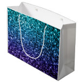 Aqua blue Ombre faux glitter sparkles Monogram Large Cadeautasje (Achterkant Gekanteld)