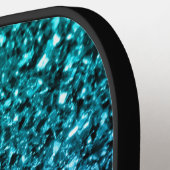 Aqua blue Ombre faux glitter sparkles Monogram Pickleball Paddle (Links Detail)