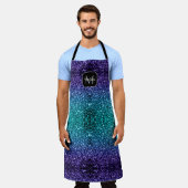 Aqua blue Ombre faux glitter sparkles Monogram Schort (Gedragen)