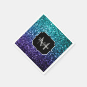 Aqua blue Ombre faux glitter sparkles Monogram Servet (Hoek)