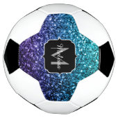 Aqua blue ombre faux glitter sparkles Monogram Voetbal (Gedraaid)
