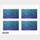 Aqua blue Ombre faux glitter sparkles Rechthoekige Sticker (Vel)