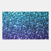 Aqua blue Ombre faux glitter sparkles Rechthoekige Sticker (Voorkant)