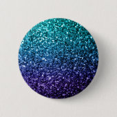 Aqua blue Ombre faux glitter sparkles Ronde Button 5,7 Cm (Voorkant)