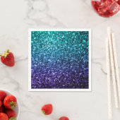 Aqua blue Ombre faux glitter sparkles Servetten (Insitu)