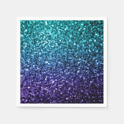 Aqua blue Ombre faux glitter sparkles Servetten (Voorkant)