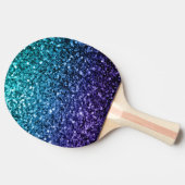 Aqua blue Ombre faux glitter sparkles Tafeltennisbatje (Zijkant)