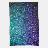 Aqua blue Ombre faux glitter sparkles Theedoek (Verticaal)
