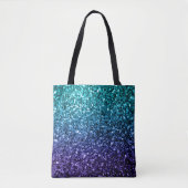 Aqua blue Ombre faux glitter sparkles Tote Bag (Voorkant)
