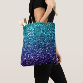 Aqua blue Ombre faux glitter sparkles Tote Bag
