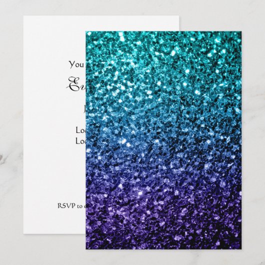 Aqua blue Ombre glitter sparkles Personaliseert Kaart (Voorkant / Achterkant)
