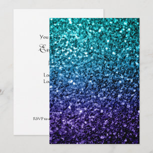 Aqua blue Ombre glitter sparkles Personaliseert Kaart