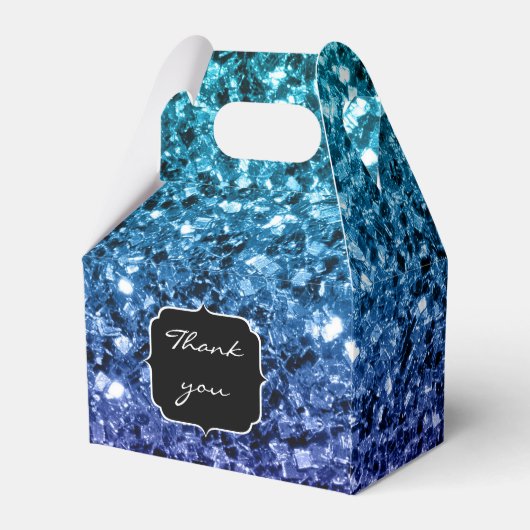 Aqua blue Ombre glitter sparkles Sweet 16 Bedankdoosjes (Achterkant)