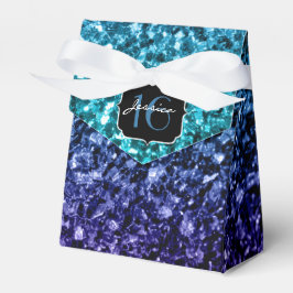 Aqua blue Ombre glitter sparkles Sweet 16 Bedankdoosjes