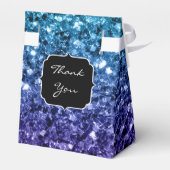 Aqua blue Ombre glitter sparkles Sweet 16 Bedankdoosjes (Achterkant)