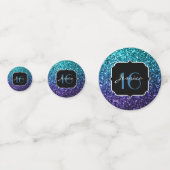 Aqua blue Ombre glitter sparkles Sweet 16 Confetti (Voorkanten)