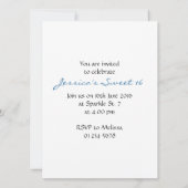 Aqua blue Ombre glitter sparkles Sweet 16 Invite Kaart (Achterkant)
